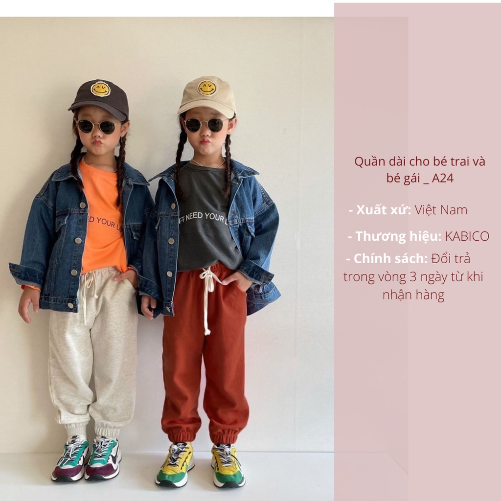 Quần dài thu đông cho bé trai và bé gái, quần dài dáng thụng kabico _a24