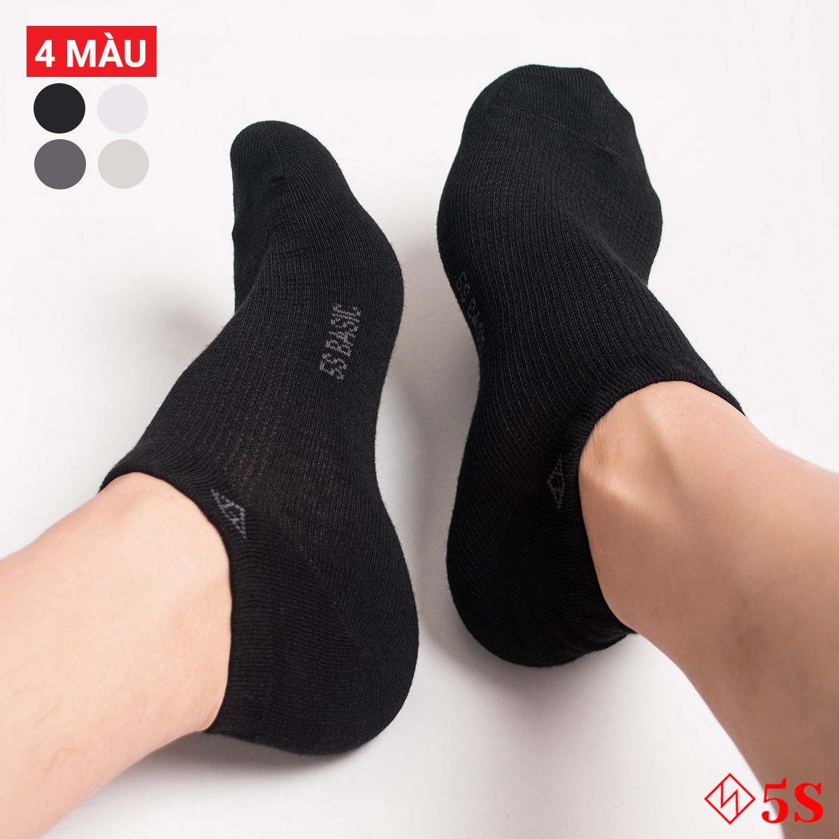 Tất Nam 5S Cổ Ngắn, Kháng Khuẩn, Khử Mùi, Không Bai Xù, Chống Tụt Gót
