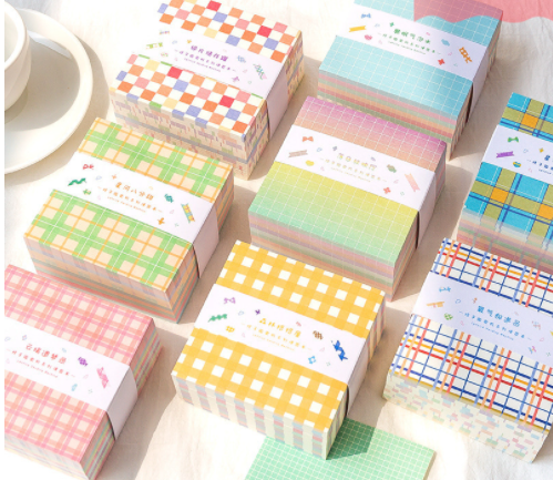 Set mix 50 tờ giấy note ghi chú 10 kiểu dáng caro IT Stationery