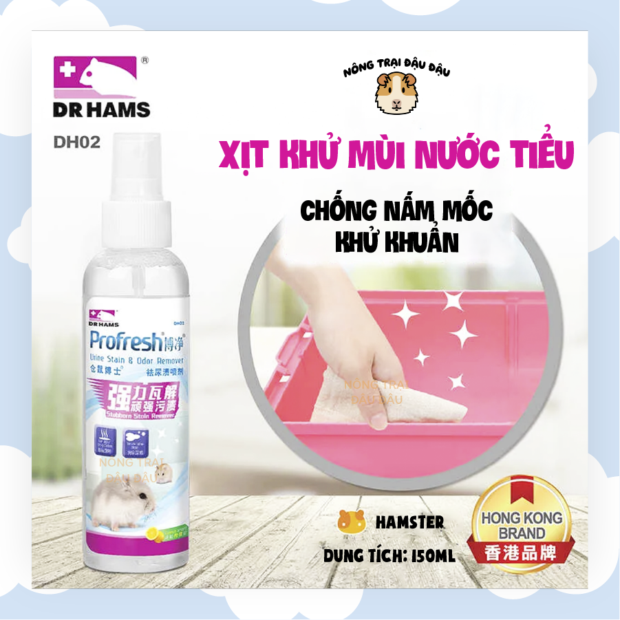 Xịt khử mùi nước tiểu cho hamster chống nấm mộc, khử khuẩn drhams 150ml - dh02