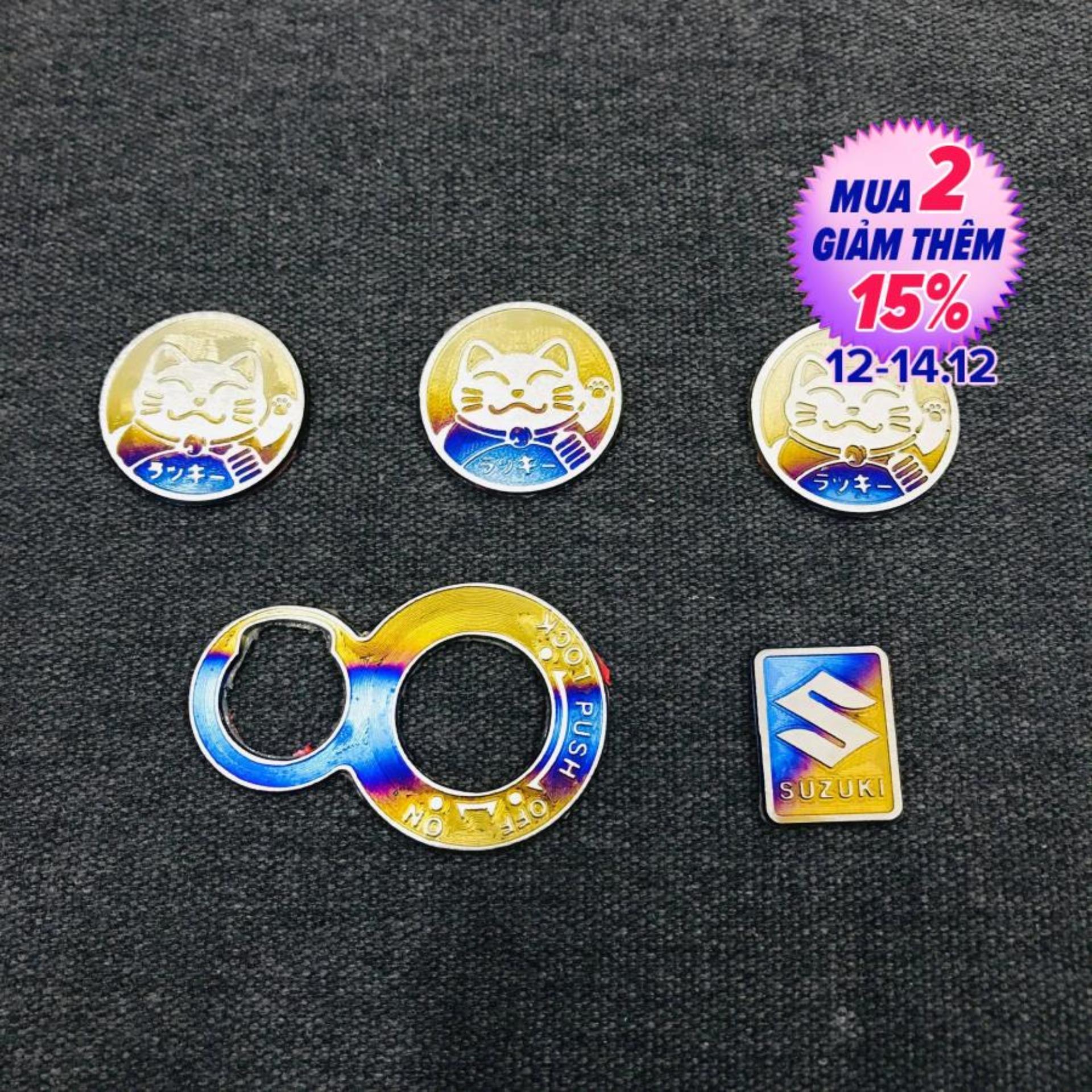 [HCM][COMBO SATRIA RAIDER] COMBO 3 MÈO MAY MẮN 1 LOGO SUZUKI VÀ 1 CHE Ổ KHÓA CHO RAIDERSATRIA FULL TITAN