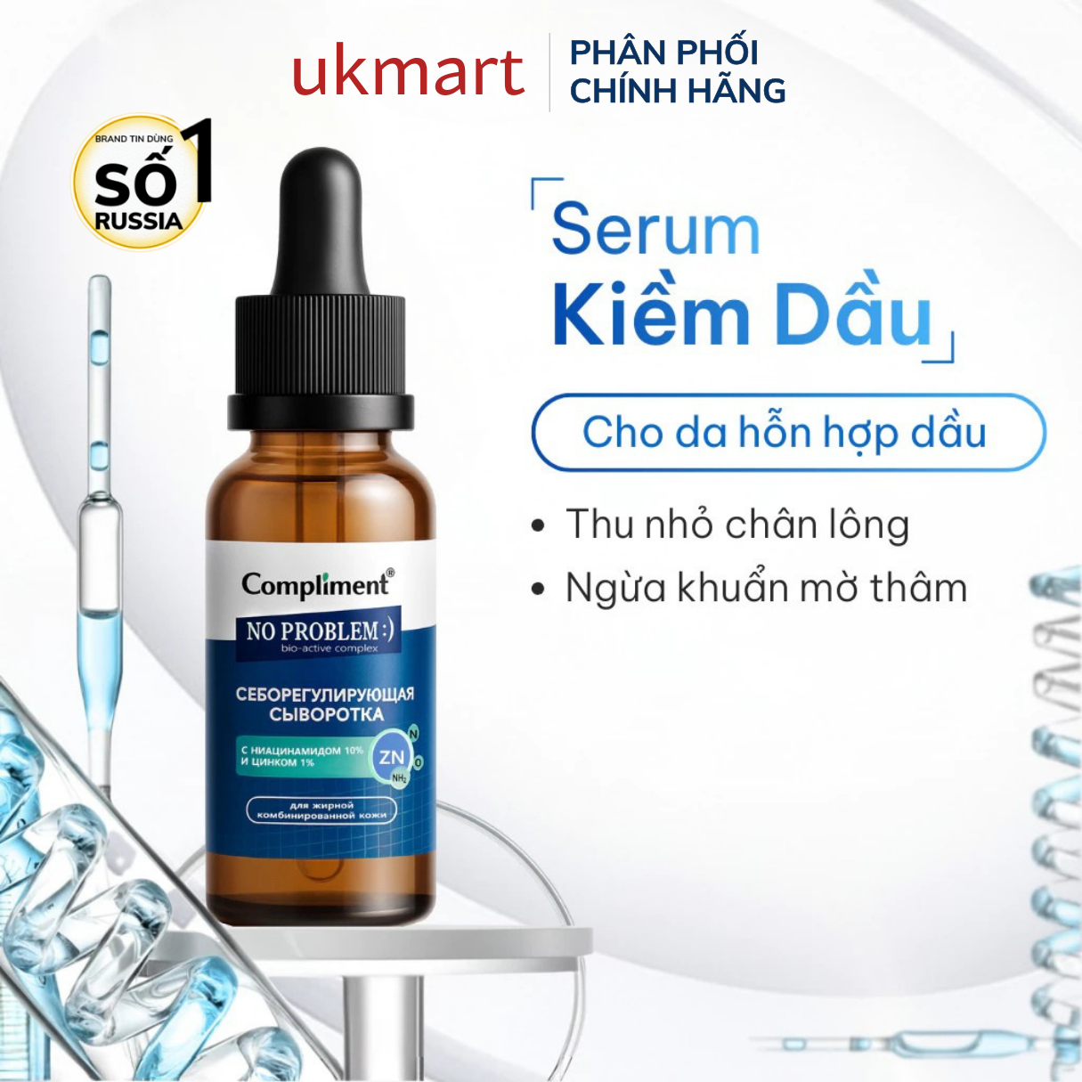 Serum Kiềm Dầu Giảm Mụn Compliment Niacinamide & Zinc - Sáng Da Mờ Thâm, Se Khít Lỗ Chân Lông 27ml