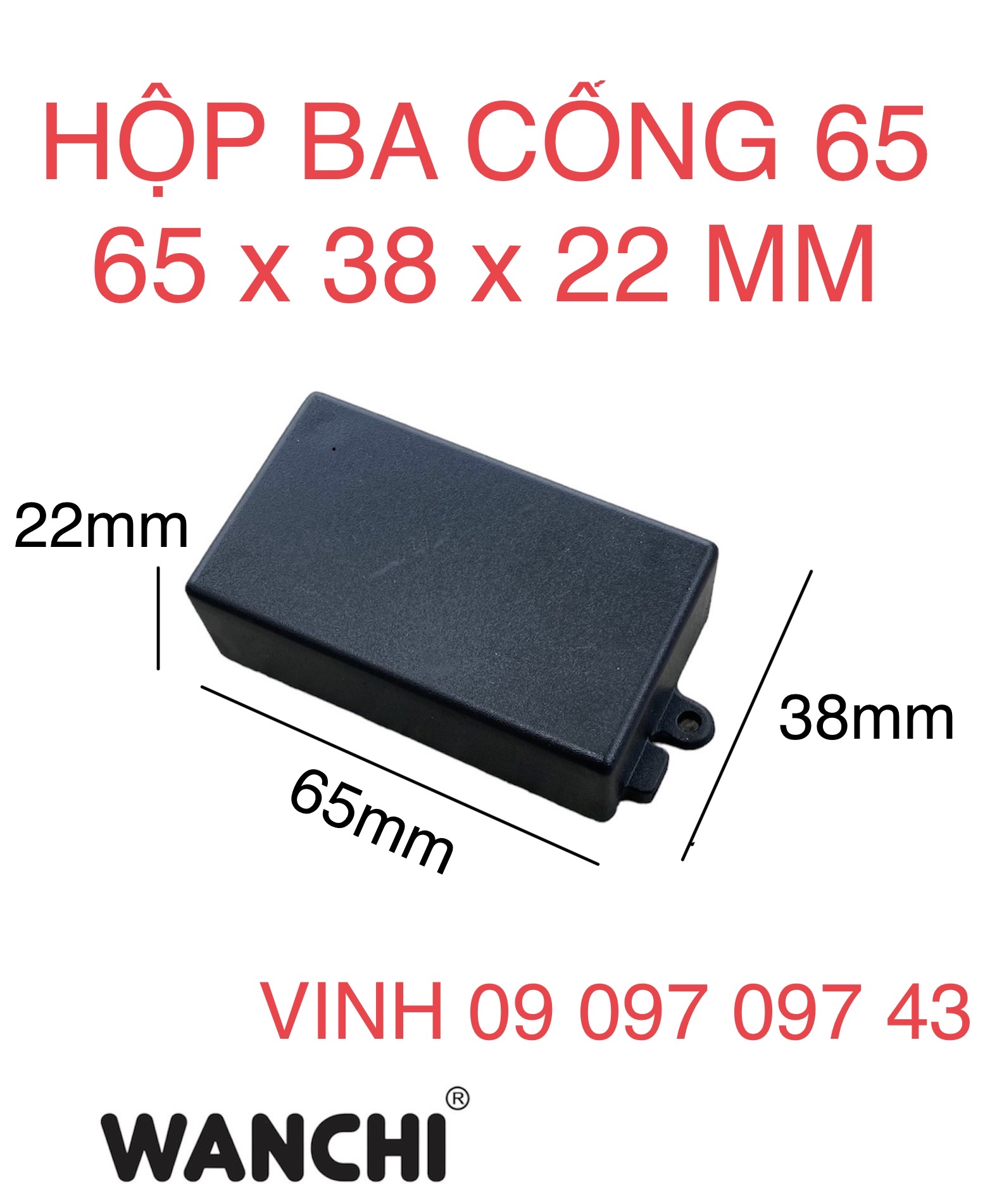 Combo 100 hộp ba cổng 65x38x22mm. hộp nhựa đựng mạch điện tử