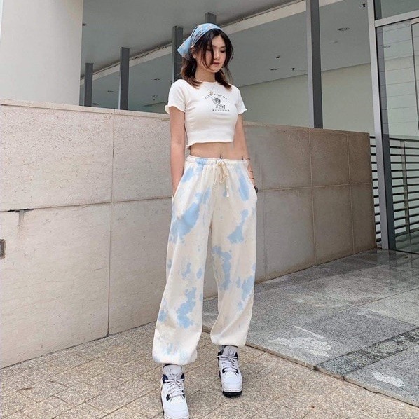 Quần dài thụng bo ống loang màu cá tính