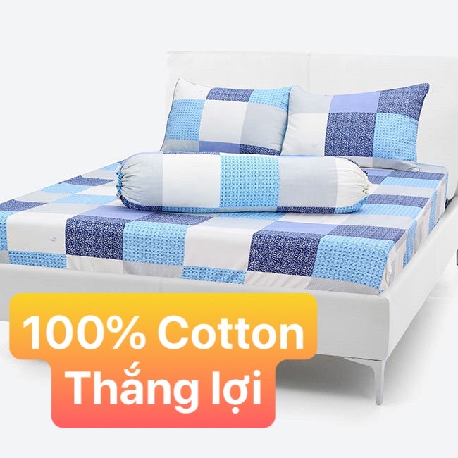 [HCM]Bộ Drap kèm áo gối Cotton Thắng Lợi { 4 MÓN } CHUẪN LOGO