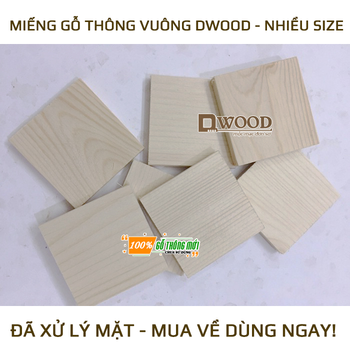 [HCM]Combo 5 tấm gỗ vuông Dwood mới 100% đã xử lý 4 mặt - nhiều size