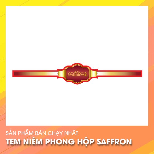Tem niêm phong hộp saffron 12*2cm, hộp 1-2gr