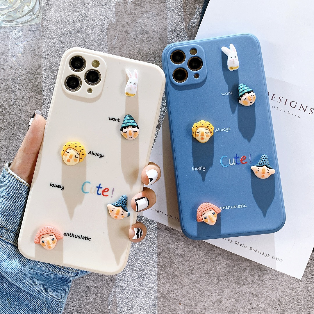 Ốp Lưng Silicon Màu Bảo Vệ CAMERA Hình Nổi Face Cute