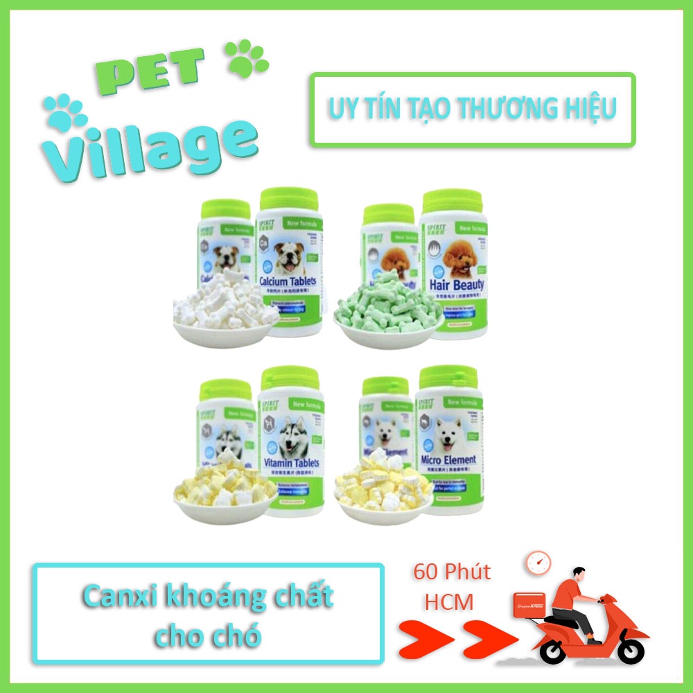 Combo 5 viên Canxi/Khoáng/Vitamin/Dưỡng lông Spirit cho chó mèo