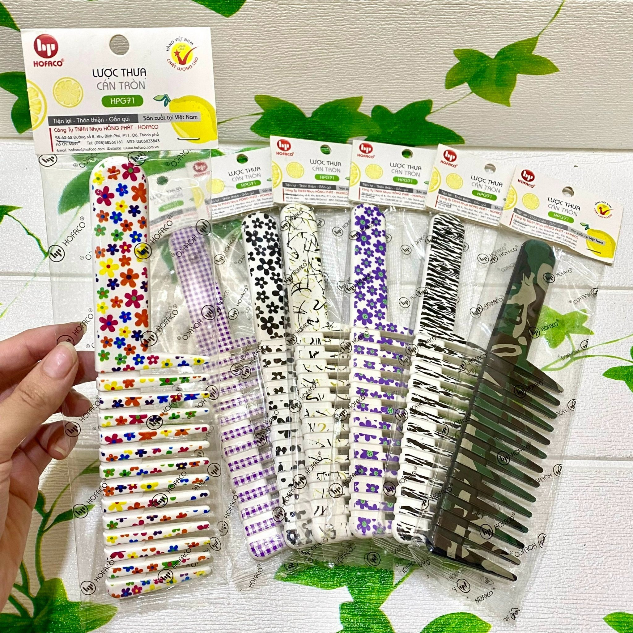 Lược chải tóc răng to thưa hofaco hpg71 - lược răng to chải tóc uốn, tóc ướt, gỡ rối hofaco hpg71