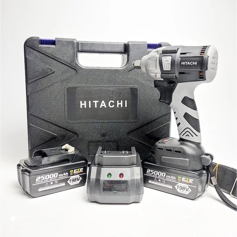 Máy Siết Bulong HITACHI 199V Lõi Đồng Không Chổi Than - Bộ 2 Pin 10Sell Siêu Khoẻ, đầu 2 trong 1