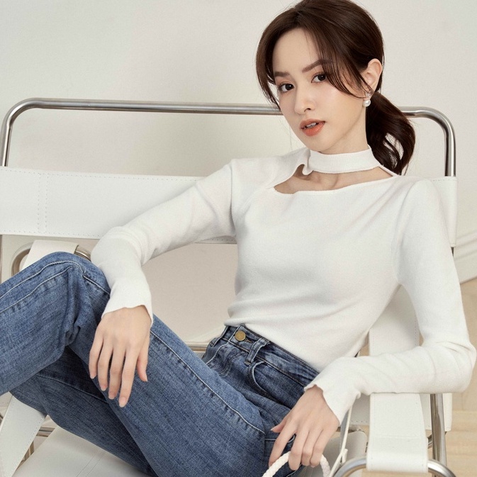 Len trơn dài tay cổ trụ gân khoét tiinstore ga22039