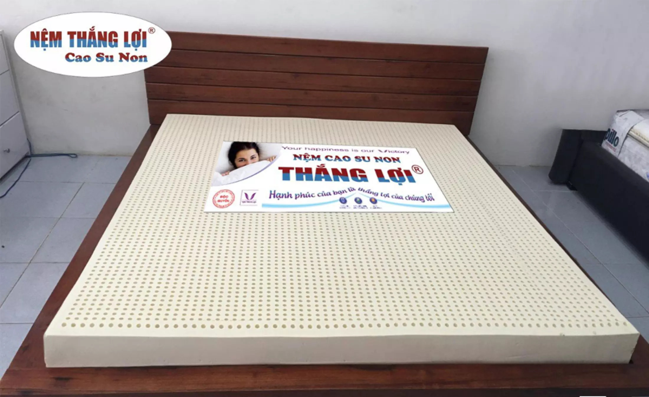 Nệm 80x200x5cm cao su non thắng lợi thoáng khí.tặng gối ôm cao cấp