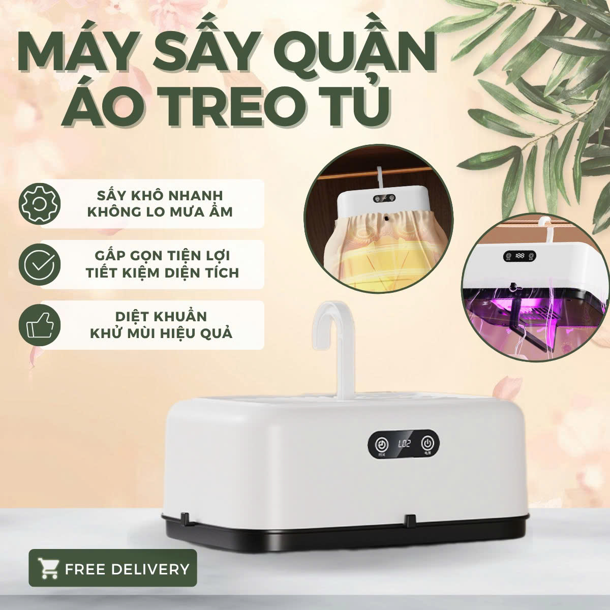 Máy Sấy Quần Áo Mini Có Móc Treo Dryer Hanger Tải Trọng 10kg 600W – Sấy Nhanh, Nhỏ Gọn, Dễ Mang Theo