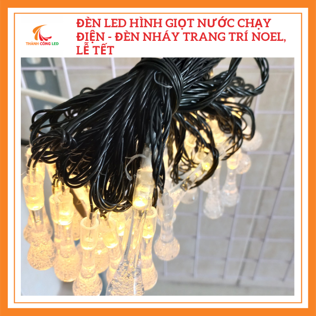 Đèn led hình giọt nước chạy điện - đèn nháy trang trí noel, lễ tết - màu vàng