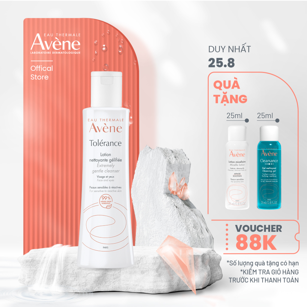 Lotion rửa mặt cho da nhạy cảm avène extremely gentle cleanser 200ml