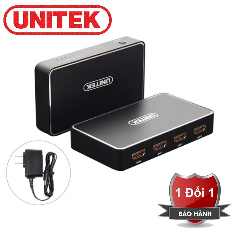 Hdmi splitter 1 in 4 out unitek 109a - bộ chia hdmi 1 ra 4 cao cấp unitek v109a hỗ trợ độ phân giải 4k - bộ chia hdmi unitek 1 vào 4 ra hỗ trợ 4k v109a