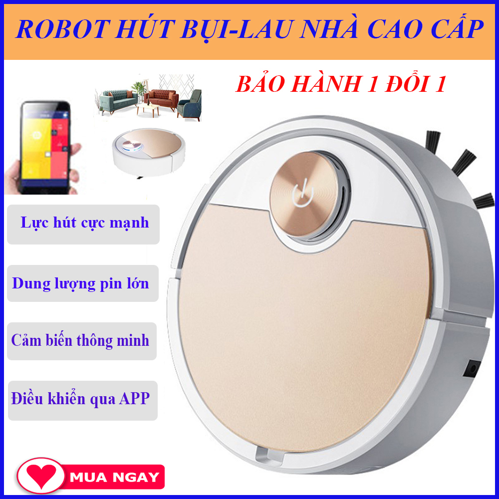 Robot hút bụi, robot lau nhà hút bụi, robot hút bụi thông minh. điều khiển qua app điện thoại, vận hành êm ái , lực hút mạnh mẽ hút sạch các vết bẩn. lỗi 1 đổi 1 ,giảm giá sốc!