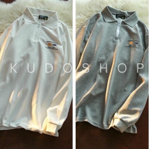 Áo polo cúc cổ dài tay họa tiết 2030 KUDOSHOP Áo thun nam nữ bigsize dễ phối đồ mặc đi học, đi làm