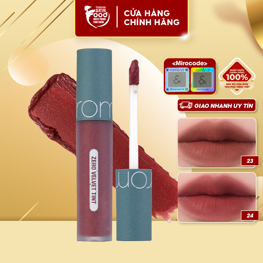 Son kem lì lên màu chuẩn mịn môi romand zero velvet tint 5.5g