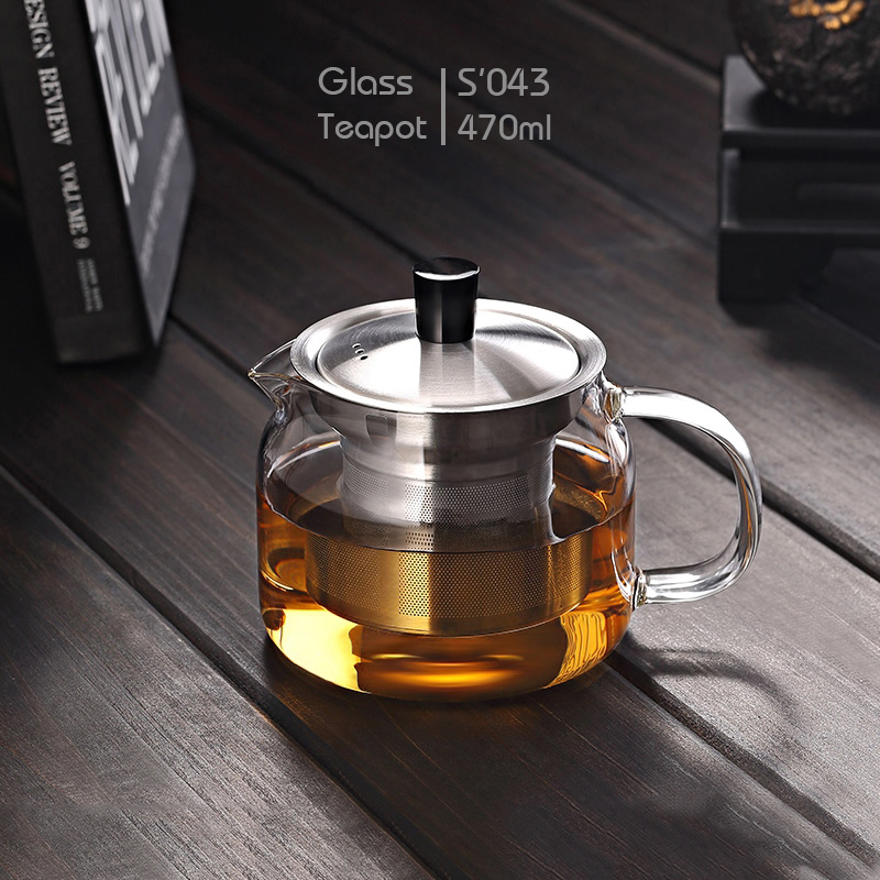 Bình lọc trà inox Samadoyo S043 470ml - Ấm trà thủy tinh chịu nhiệt có lọc trà