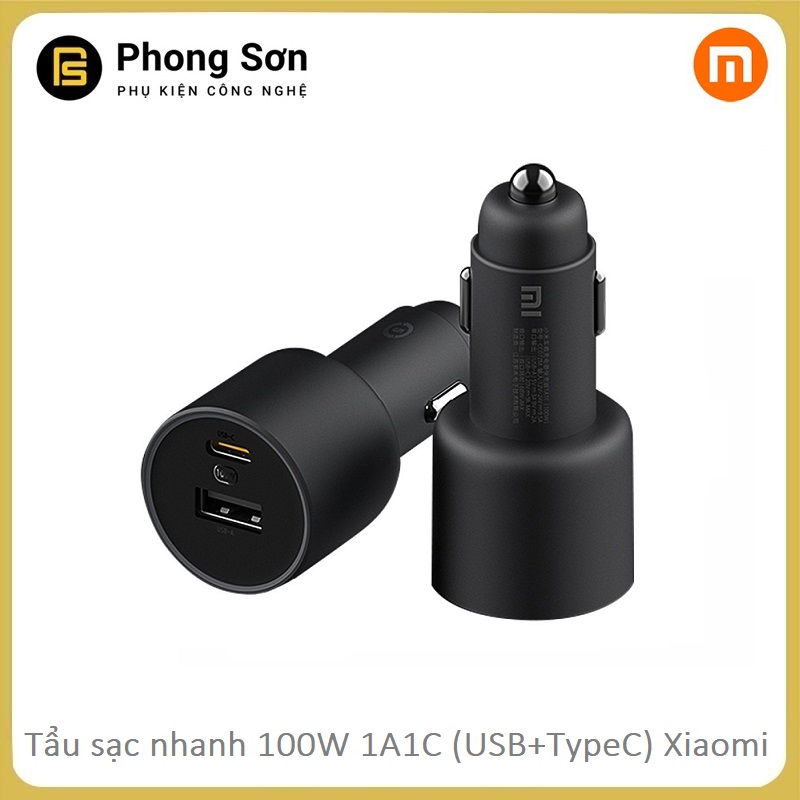 Sạc ô tô xe hơi xiaomi 1A1C 100W -Tẩu Sạc điện thoại, máy tính bảng trên ô tô siêu nhanh Xiaomi - BH 12 Tháng