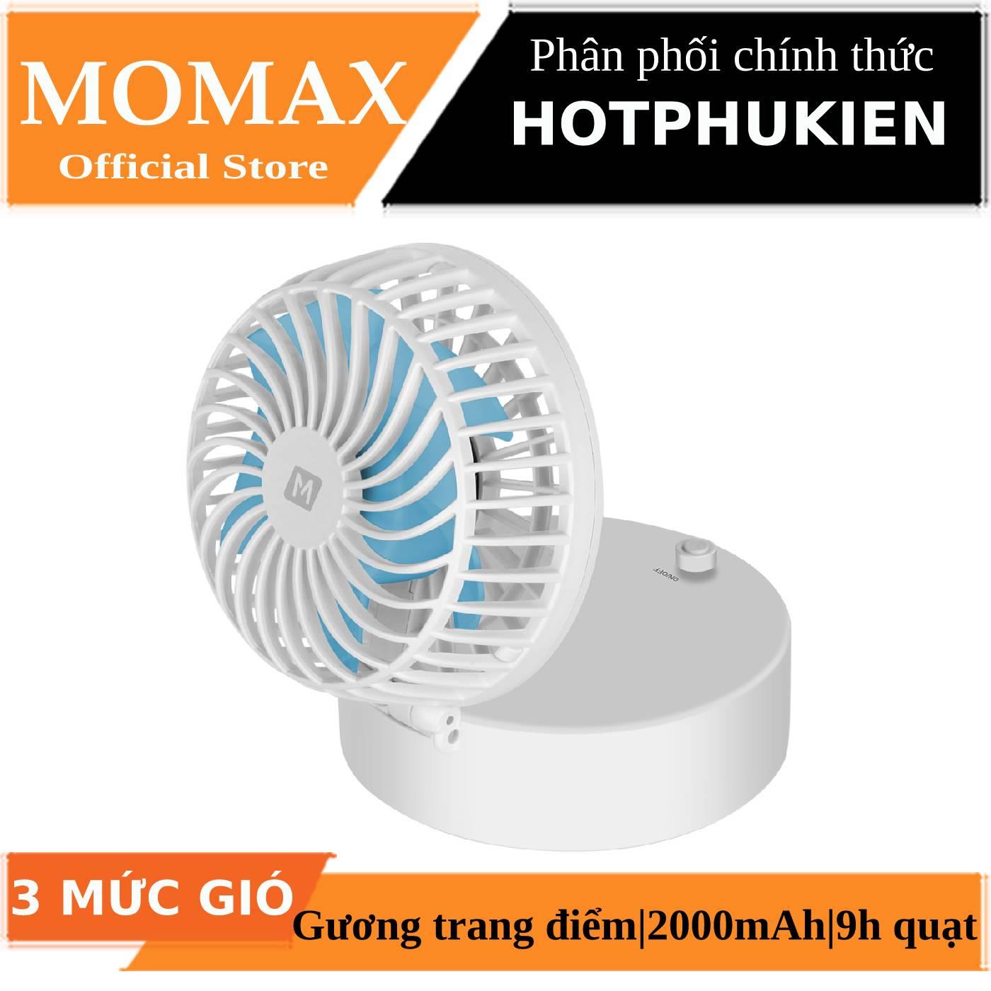 [HCM]Quạt mini đa năng Momax iFan 2 kiêm gương trang điểm trang bị 3 mức gió có gương trang điểm pin 2000mAh hoạt động 9h quạt liên tục (bảo hành 03 tháng 1 đổi 1) - Phân phối bởi Hotphukien
