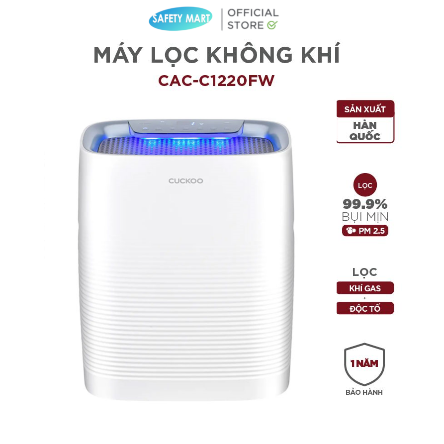 ✓✱ Máy lọc không khí Cuckoo CAC-C1220FW/WHCRVN(S) diện tích tới 37m2 - Hàng chính hãng Bảo hành 12 tháng Safety Mart Official