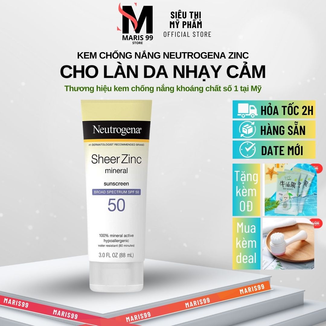 Kem Chống Nắng Neutrogena Sheer Zinc Mineral Spf 50 (88ml) _Bchoice