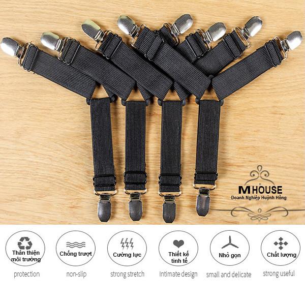 Combo 4 Kẹp Chống Xê Dịch Drap Trải GiườngKẹp Cố Định Chăn Ga GiườngDây Chằng Góc NệmPhụ Kiện Giường Ngủ Bộ Chăn Gói Drap Giường