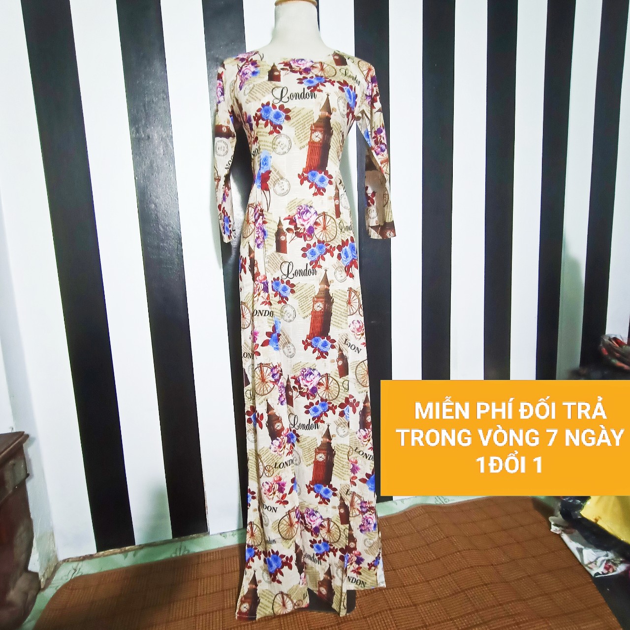 (HÌNH+VIDEO THẬT) Áo dài truyền thống Boonz AD.43 in họa tiết, áo dài truyền thống mang màu thái nhẹ nhàng cho người mặc