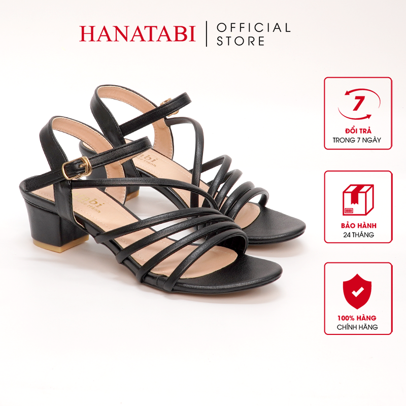 Sandal Nữ Hanatabi 3 Quai Chéo Gót Cao 3cm Hậu C Mã HNSDG3F885