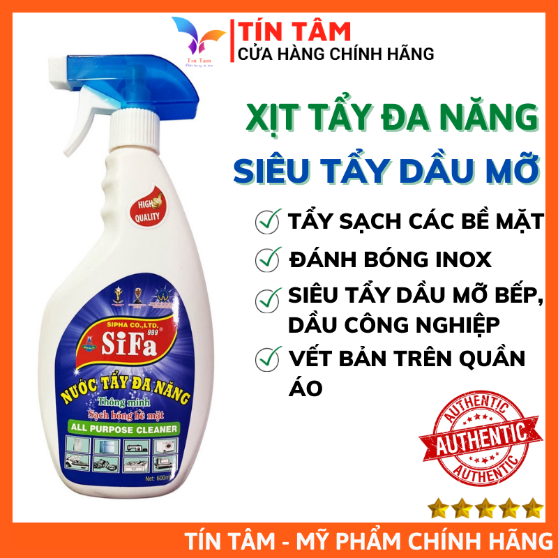 Nước Xịt Tẩy Đa Năng Sifa 600ml, Dầu Mỡ Bếp, Bóng Inox, Dầu Công Nghiệp