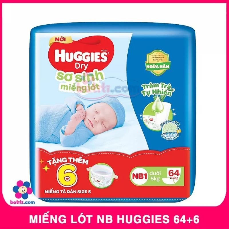 Miếng lót sơ sinh Huggies cho bé dưới 5kg dùng chung tã vảicó thể dùng