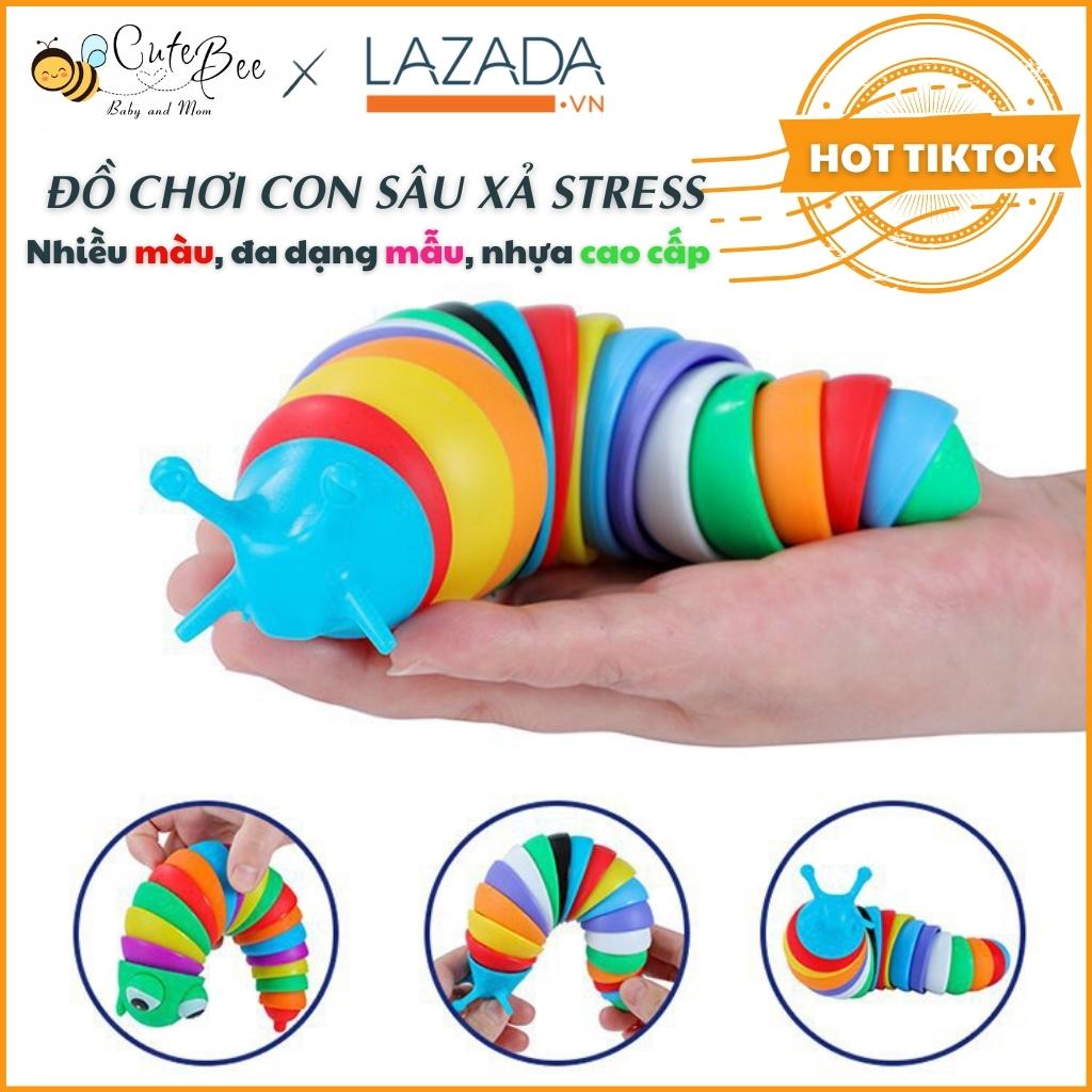 [Rẻ vô địch] Đồ Chơi Sâu Tiktok Cỡ Lớn 20CM - Con Sên CUTEBEE Vui Nhộn Nhiều Màu Ngộ Nghĩnh Xoay 360 Kêu Leng Keng - Đồ Chơi Hot Tiktok Xả Stress cho người lớn và trẻ em