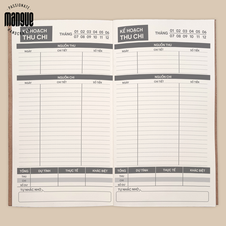 [HCM][HANDMADE - CÓ QUÀ] SỔ TAY "GIỮ TIỀN" BÌA CỨNG 21 X 11 CM - TÀI CHÍNH CÁ NHÂN THU CHI TIẾT KIỆM 60 TRANG