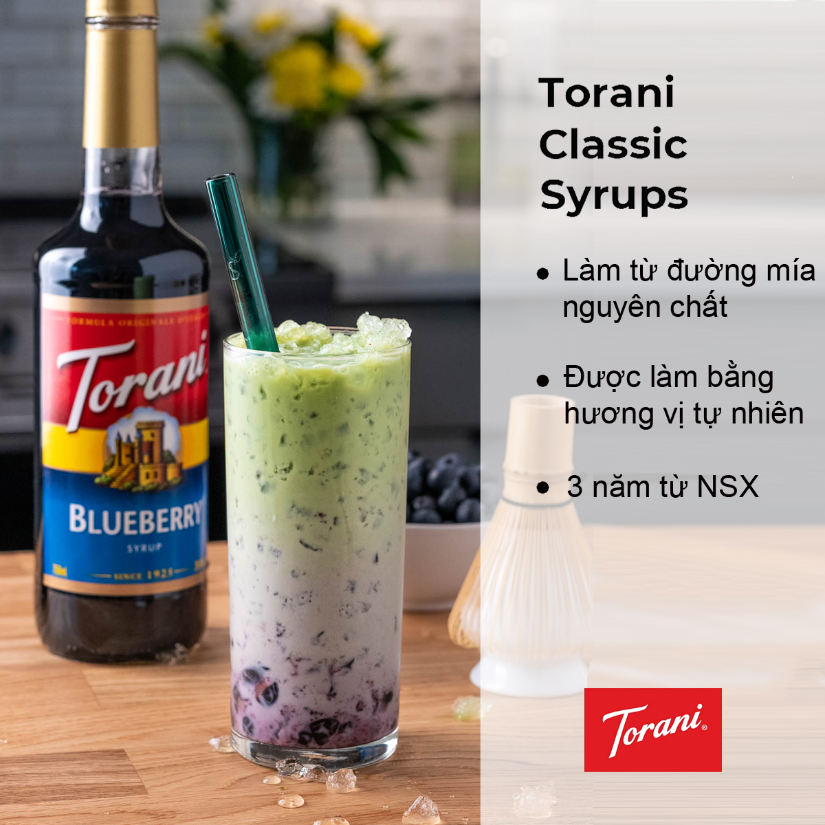 Torani Classic Siro Pha Chế Vị Việt Quất Blueberry Syrup 750ml Mỹ
