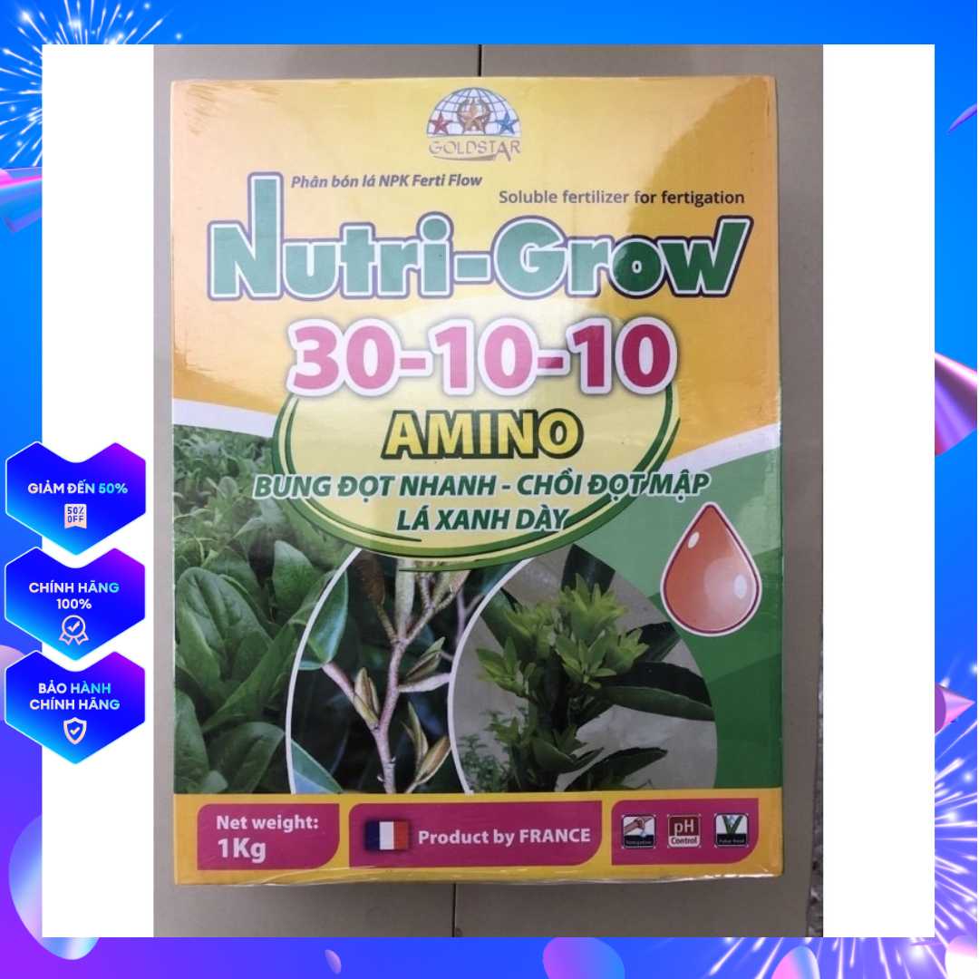 Phân bón lá nutri-grow 30-10-10 amino hộp 1kg