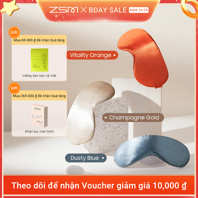 ZSM Sleep Mask 100% Mulberry Silk for Light Blocking, ZOESMIEN Eye Mask for Women Men Side Sleeper, Puffiness Dry Eyes Headache, Adjustable Strap, Christmas Gift Package