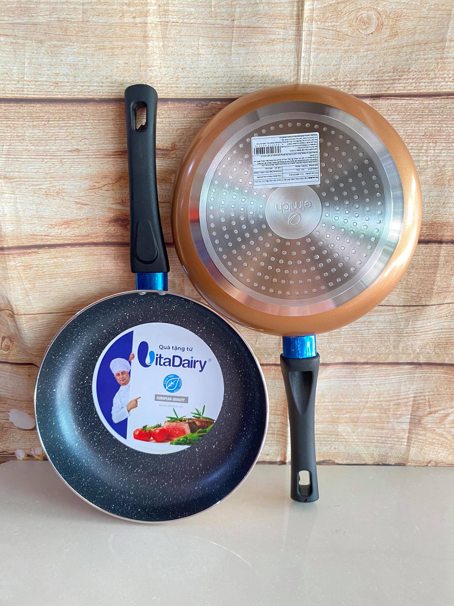 Chảo elmich chống dính vân đá size 24cm - dùng được trên bếp từ