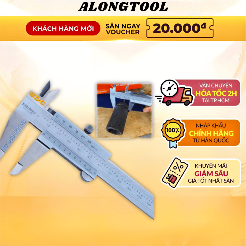 Thước cặp cơ khí mitutoyo alongtool ,150 200 300mm chính hãng