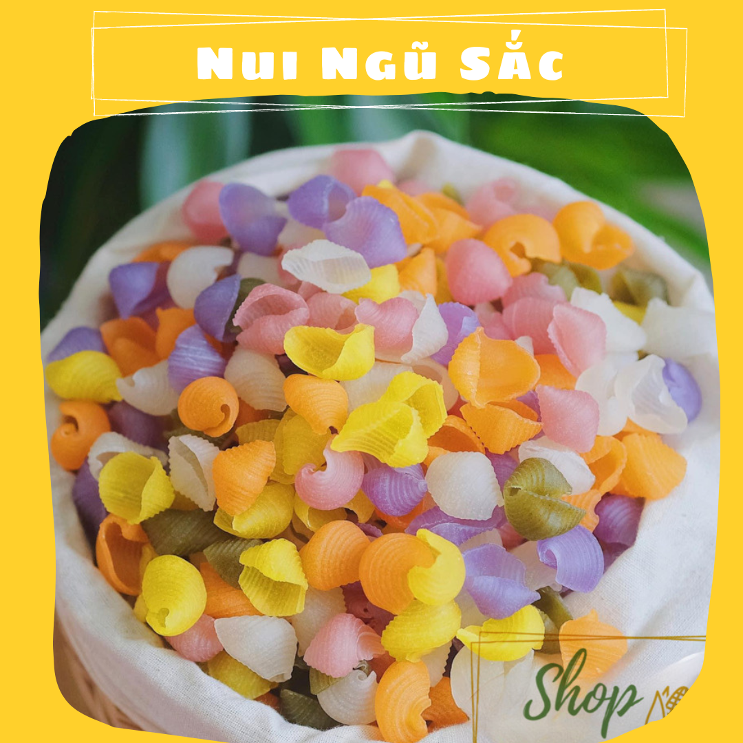 Nui Rau Củ Ngũ Sắc 250g - Nui sò 100% Tự Nhiên, Eatclean Healthy, ăn kiêng, ăn dặm - Shop Mẹ Bắp