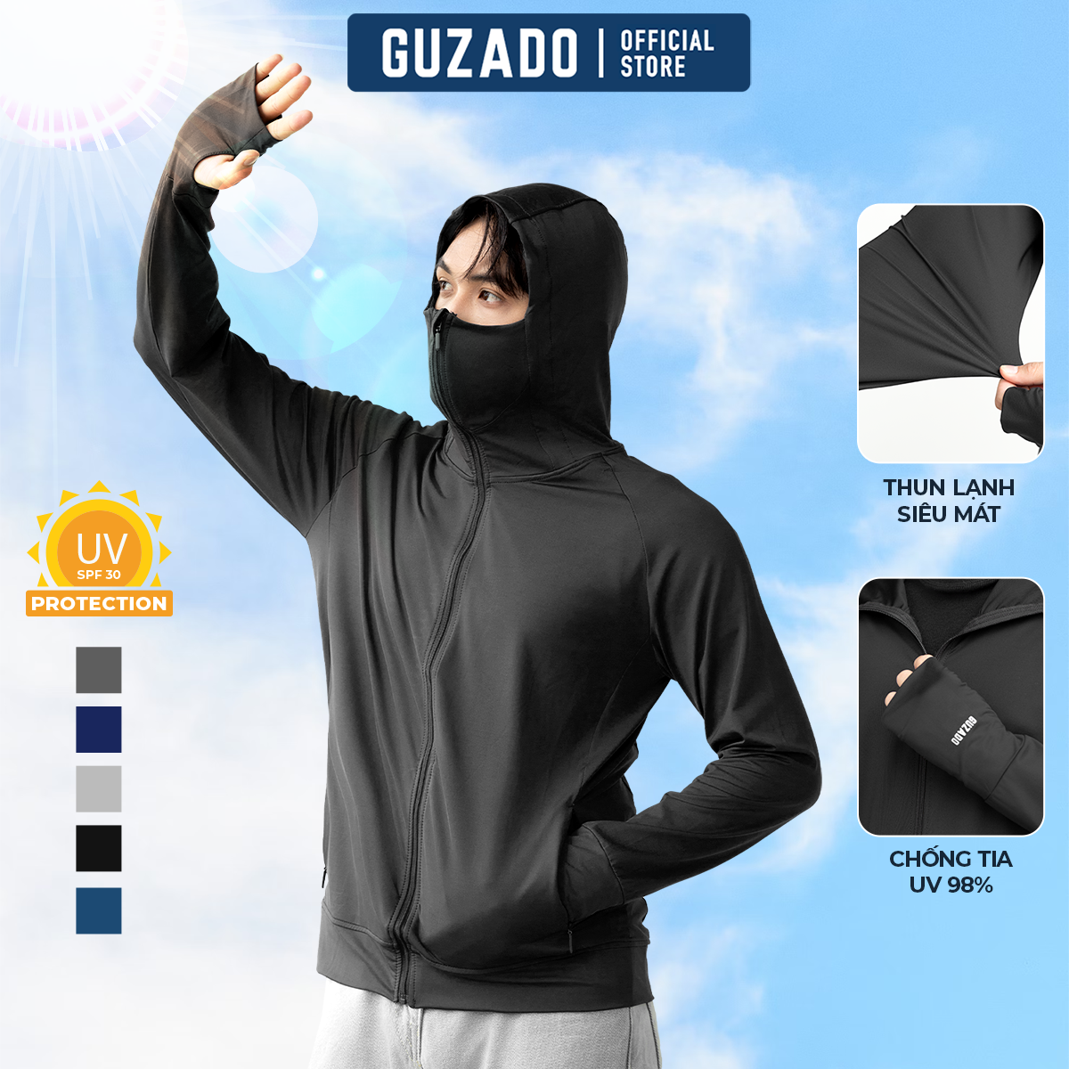 Áo chống nắng nam GUZADO (5 màu) áo khoác nhẹ nam đi nắng chất liệu thun lạnh chống tia UV cực tốt thiết kế basic GCN01