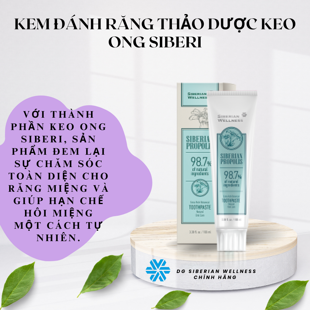 [CHÍNH HÃNG] Kem đánh răng thảo dược "Keo ong Siberi"  - SIBERIAN WELLNESS