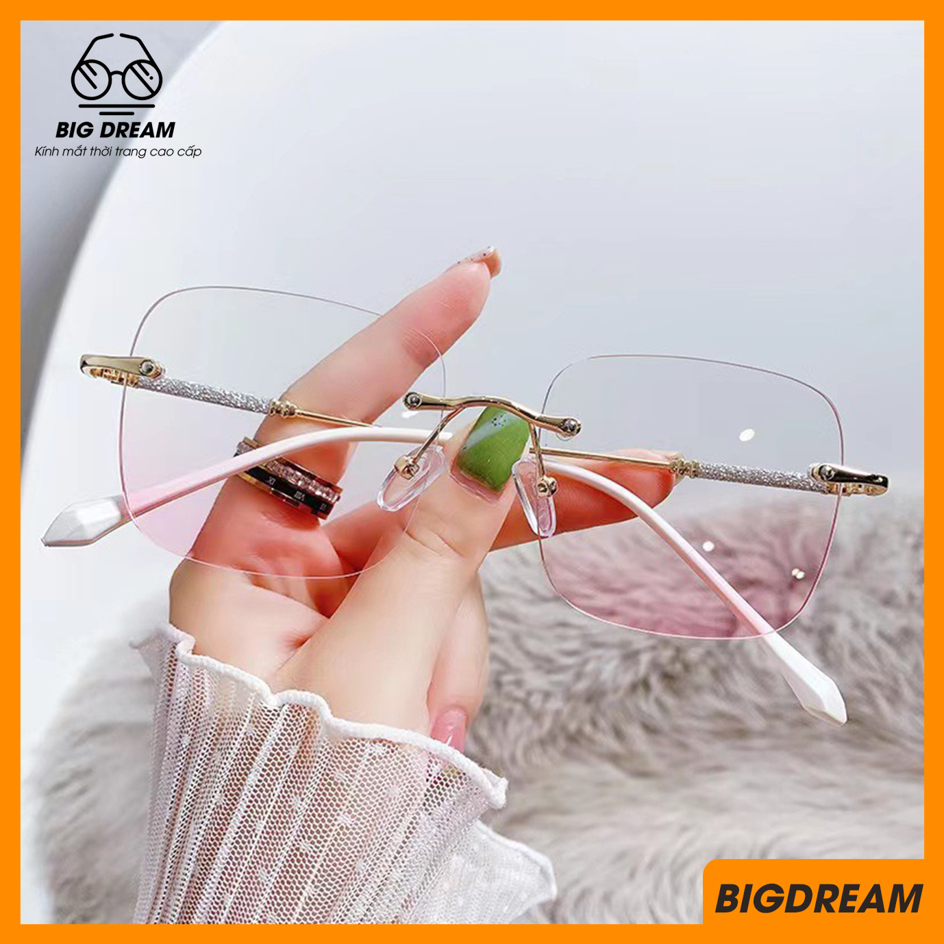 [MỚI - VOUCHER 15%] Gọng kính cận nữ thời trang chất liệu nhựa kèm kim tuyến tròng chống chói chống tia UV BDCANMAHONG