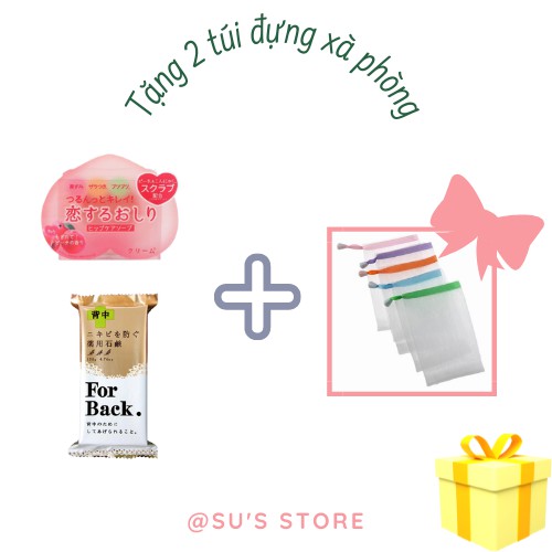 [HCM][Tặng Túi Lưới] Bộ Đôi Giảm Mụn Lưng For Back Medicated SOAP Của Nhật Và Xà Phòng Thâm Mông Pelican Hip Care Soap 80g