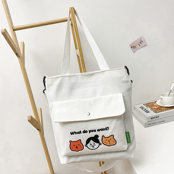 [2020] Túi Xách Vải Canvas In Sticker Cá Tính T5013