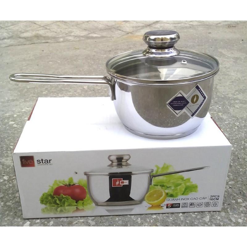 Quánh nấu bột inox 14cm nắp kiếng Fivestar Q14-3DG