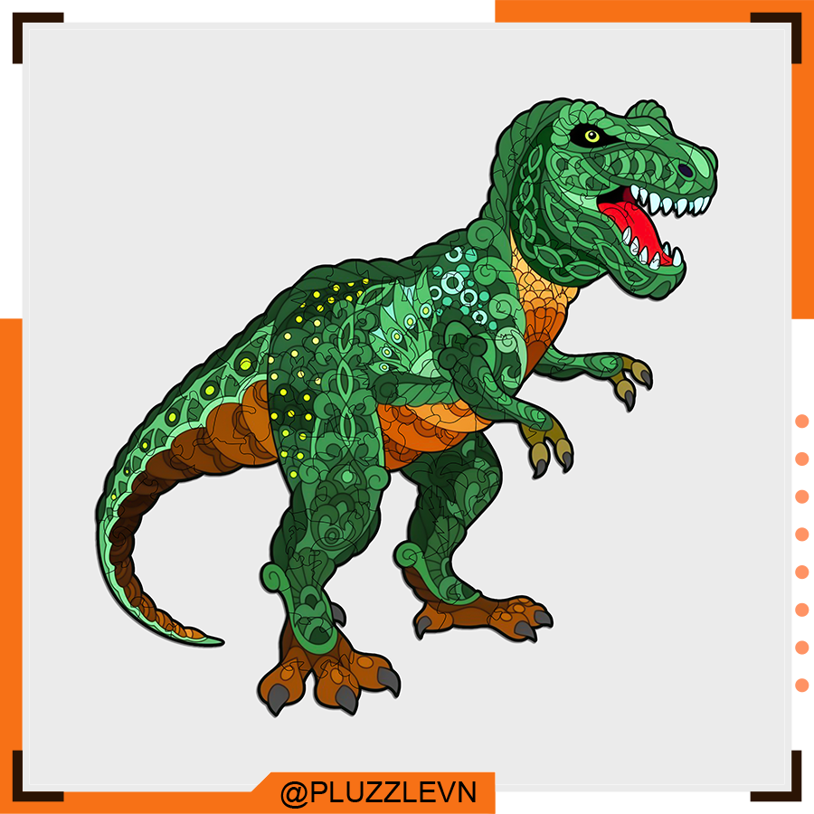 PLUZZLE Bộ xếp hình gỗ đồ chơi puzzle ghép hình con vật độc đáo - Khủng long bạo chúa - PZ253