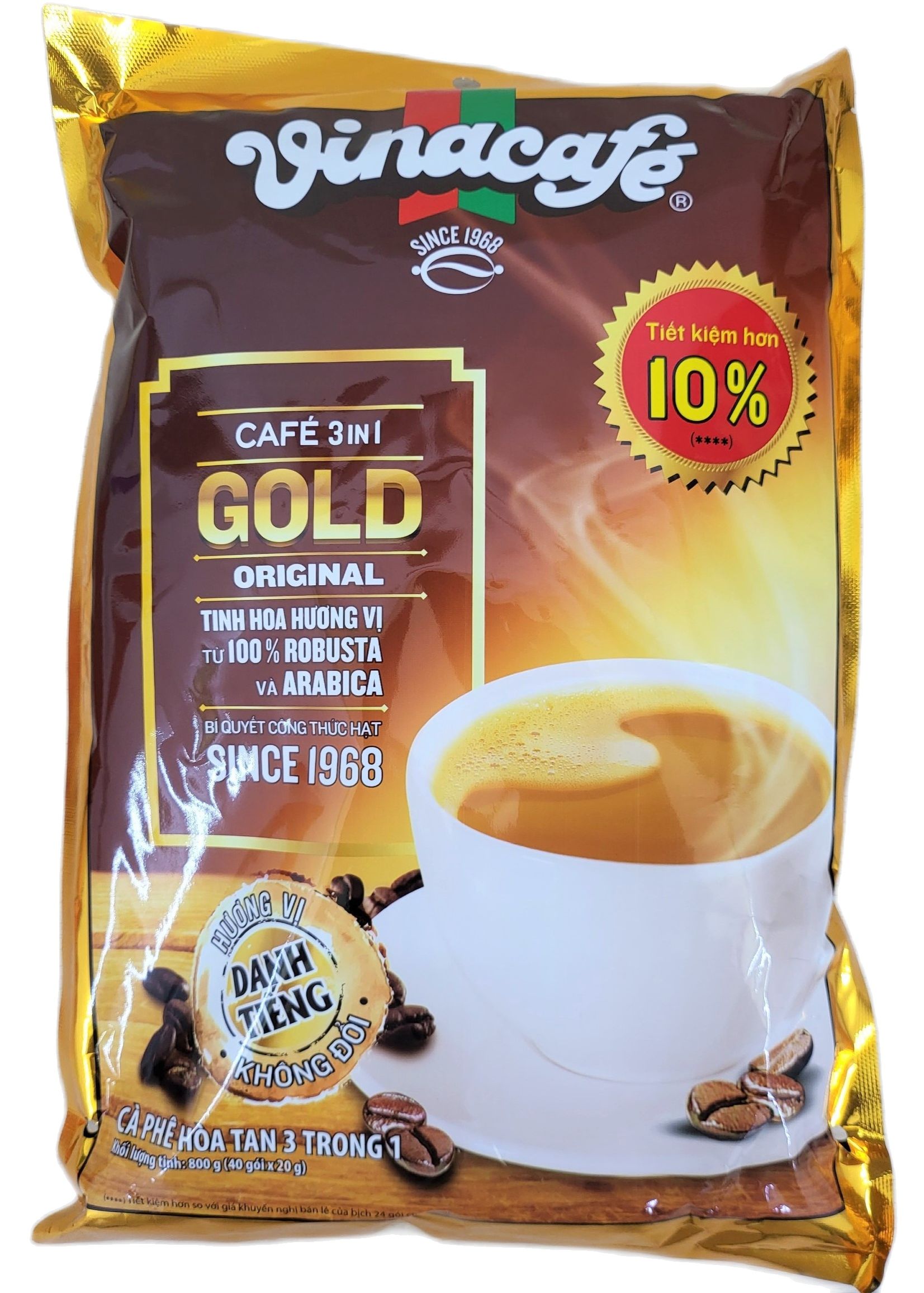 TÚI 800g (VINACAFE 40 gói) CÀ PHÊ SỮA HÒA TAN 3 IN 1 Café Gold Original